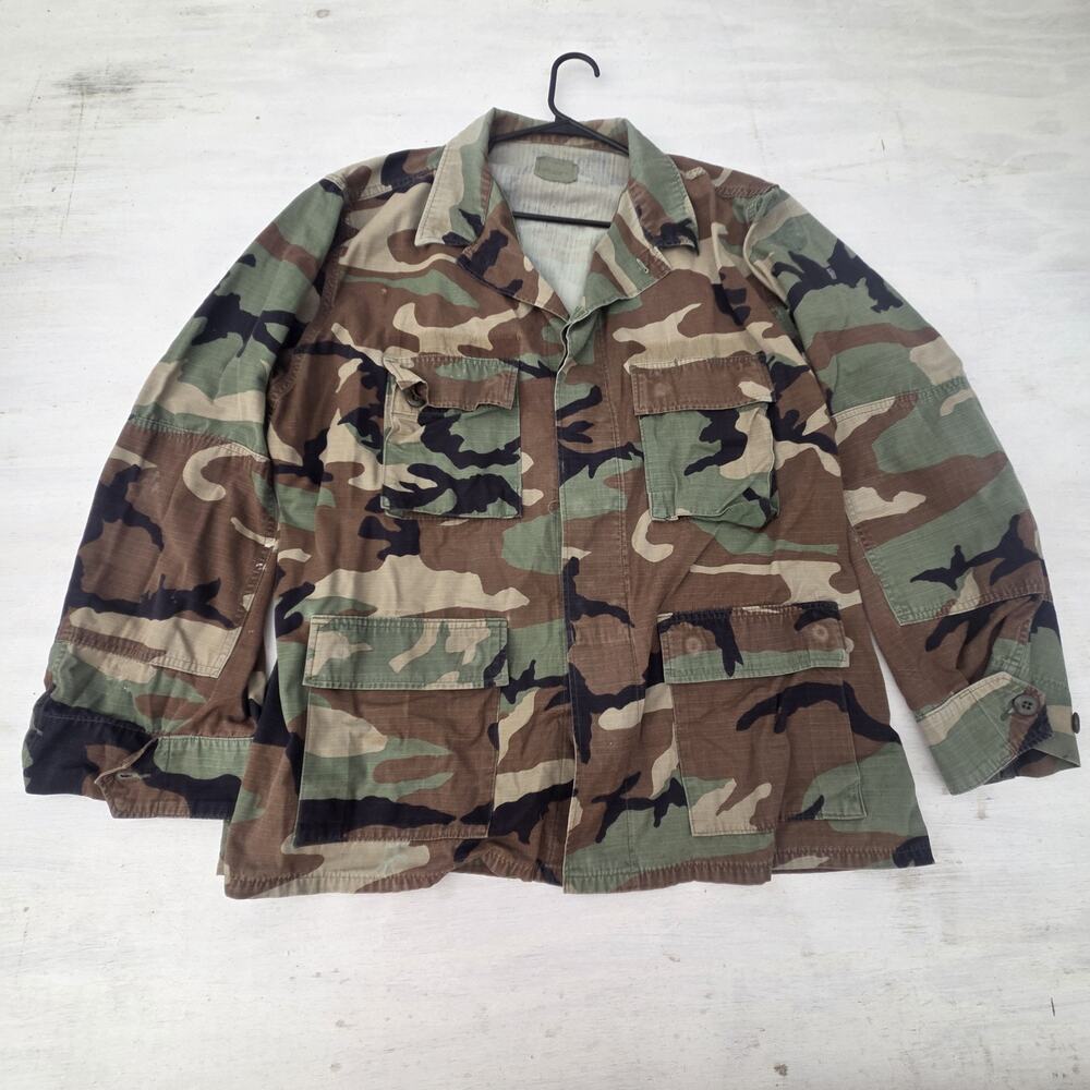 Vintage US Air Force Jacket Mens XL Regular Woodland Camo Combat Coat 90s